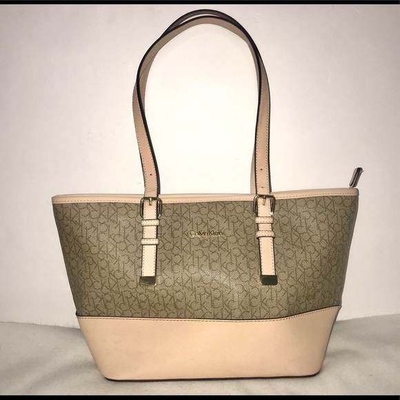 CALVIN KLEIN BLUSH MONOGRAM LOGO TOTE PURSE - Picture 1 of 12